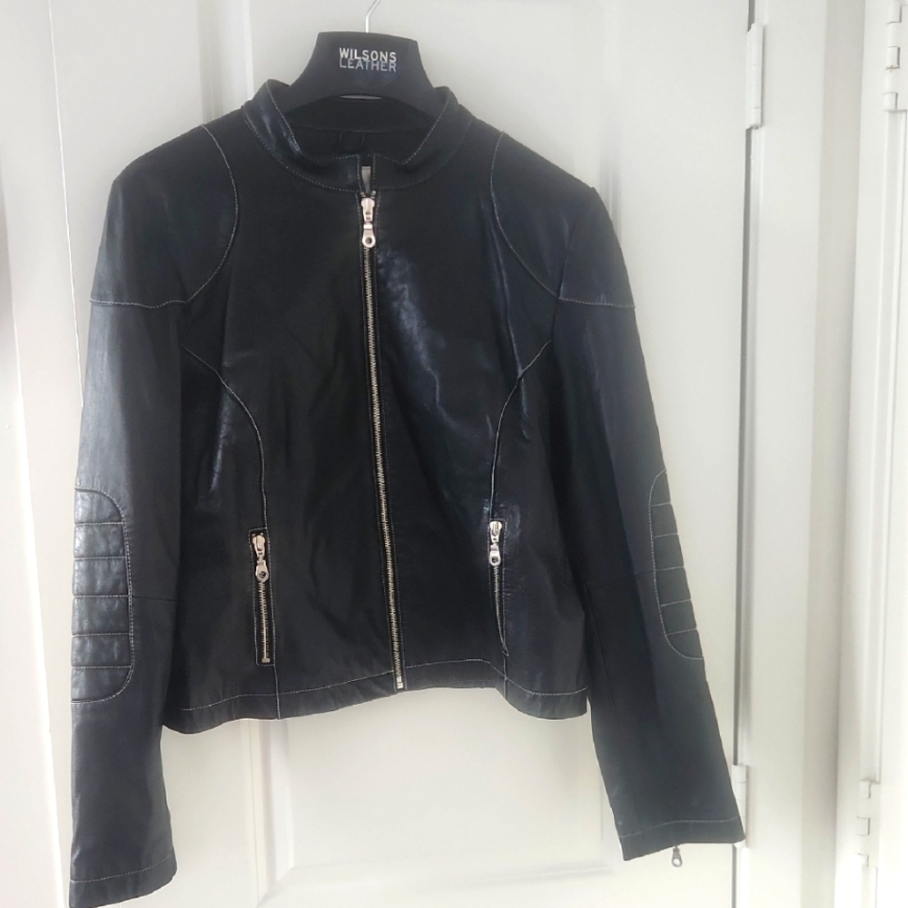 Wilsons Leather Black Women's Moto Jacket